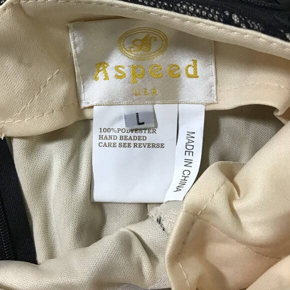 ASPEED L black beaded lace cutout backless mermaid formal maxi dress NWT B163 - Picture 8 of 10